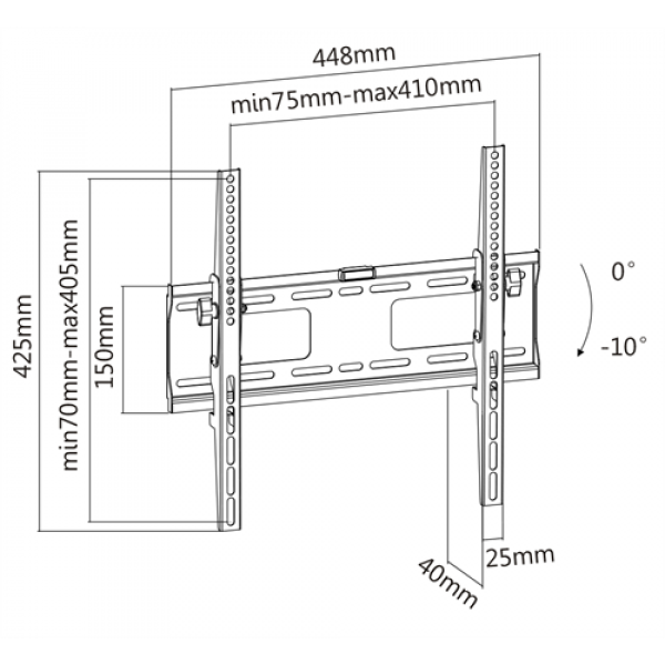DELTACO, heavy-duty tilt wall, 32"-55", 50kg, 200x200-400x400 ARM-1153