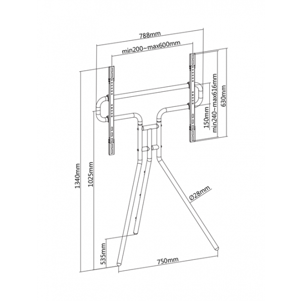 DELTACO Artistic Steel Studio TV Floor Stand ARM-1400
