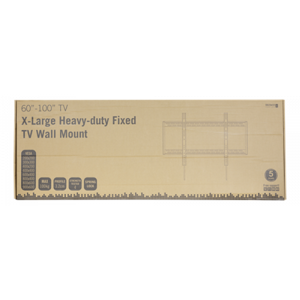 DELTACO Heavy-duty Fast TV-Väggfäste, 60-100", böjda och platta panele ARM-475