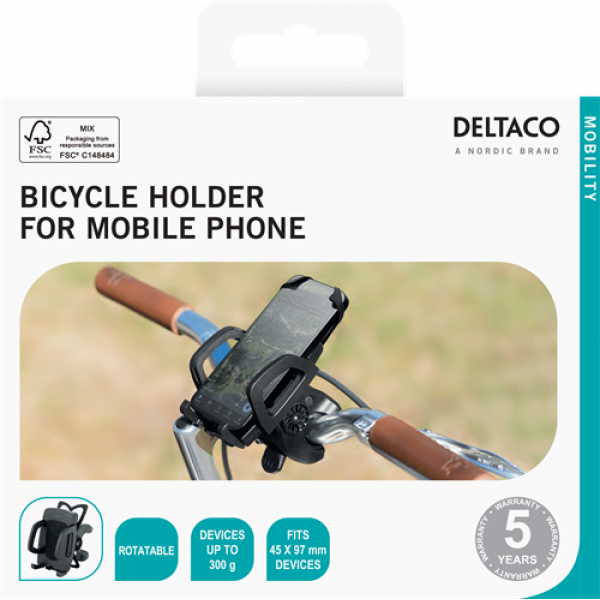DELTACO bicycle holder, rotatable, for mobile phones, black ARM-B100