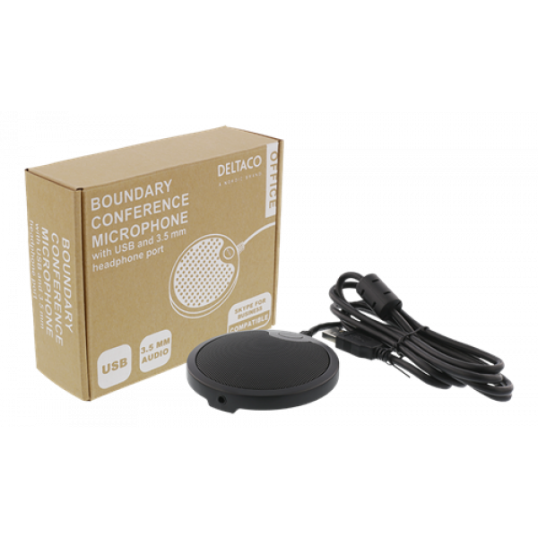 DELTACO Office DELC-0002 konferenshögtalartelefon med USB och 3,5 mm l AU-BM10