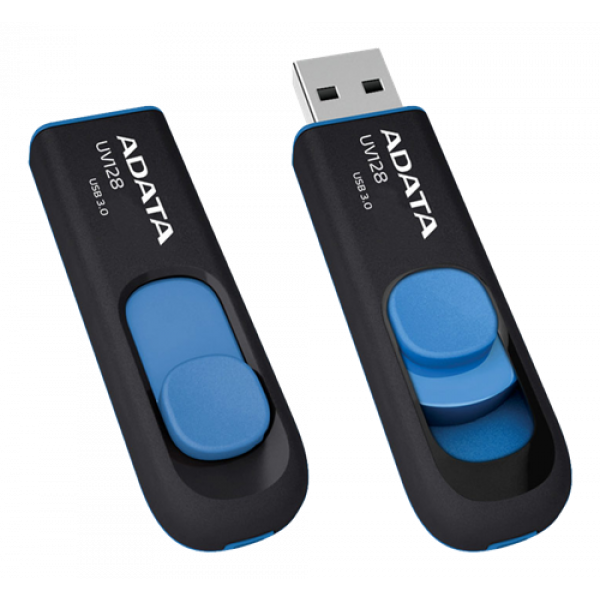 ADATA UV128 USB minne, 64GB, USB 3.0, svart/blå AUV128-64G-RBE
