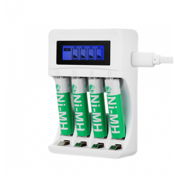 DELTACO Ultimate Ni-Mh USB charger with 4 x AAA batteries C704A4-4xAAA