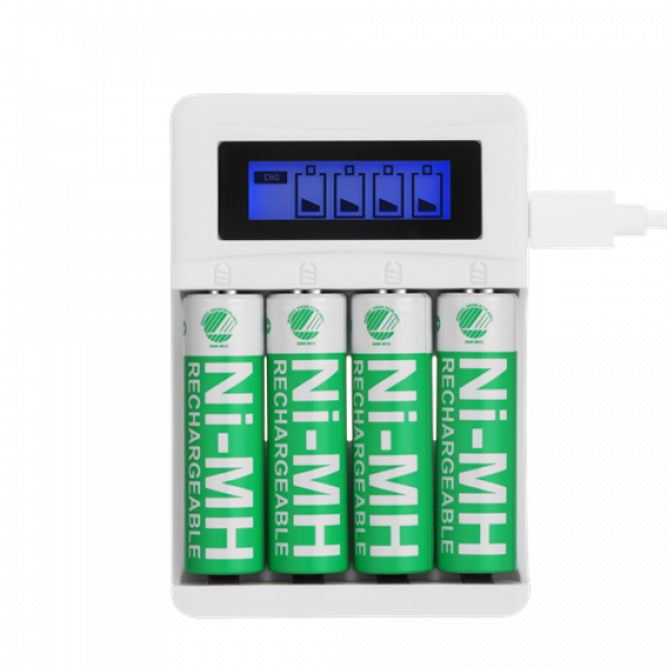 DELTACO Ultimate Ni-Mh USB charger with 4 x AA batteries C704A4-4xAA