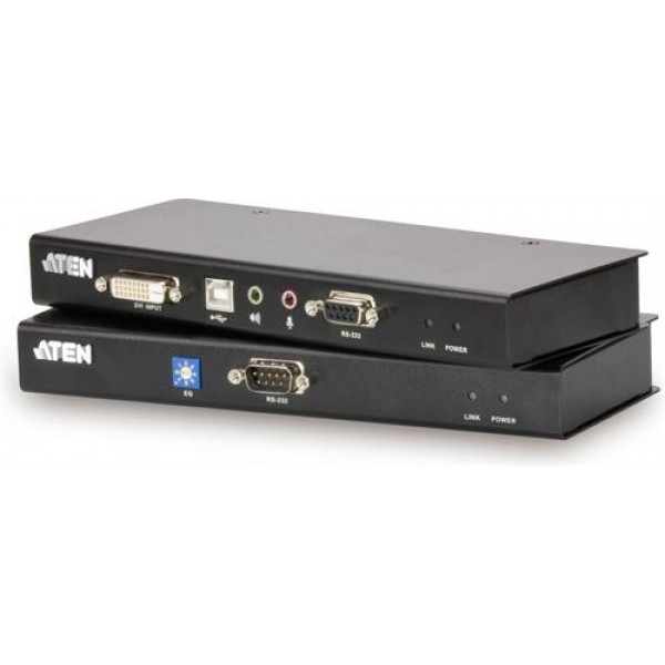ATEN, systemförlängare USB, DVI Single, Seriellt & Ljud över Cat5, CE600-AT-G