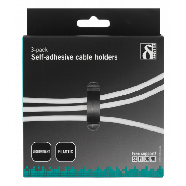 Självhäftande kabelklämma 3 platser 3-pack svart