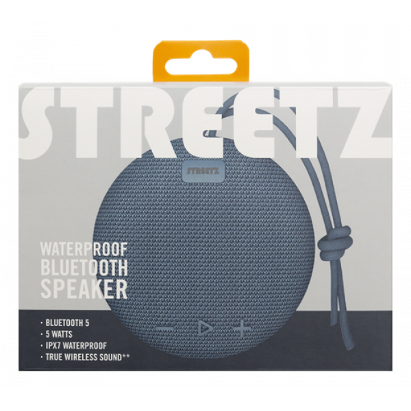 STREETZ waterproof Bluetooth speaker, 1x 5 W, AUX, IPX7, mic, blue CM769
