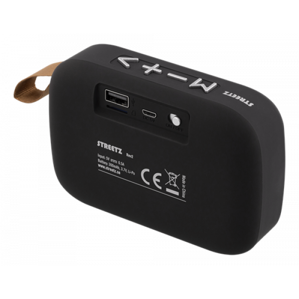 STREETZ Portable Bluetooth speaker, USB/TF/AUX/FM/handsfree, black CM770