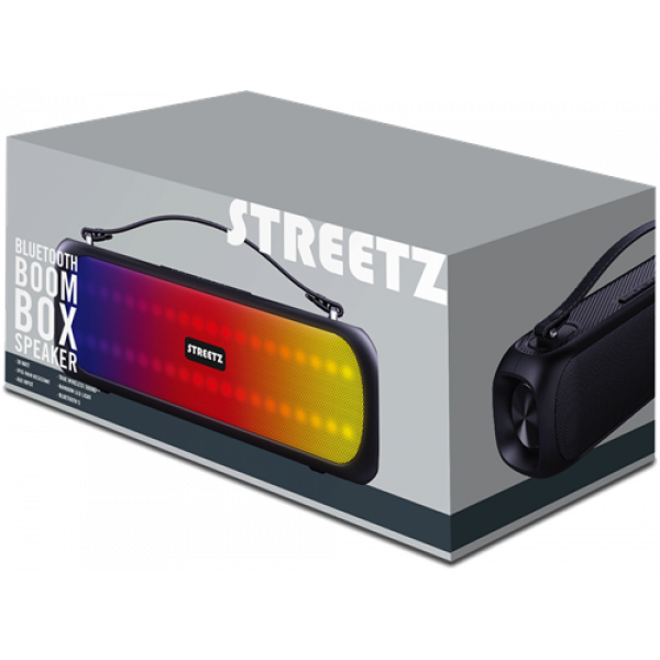 STREETZ BT Boombox 2x 7.5 W, IPX5, AUX, USB flash, LED, black CMB-110