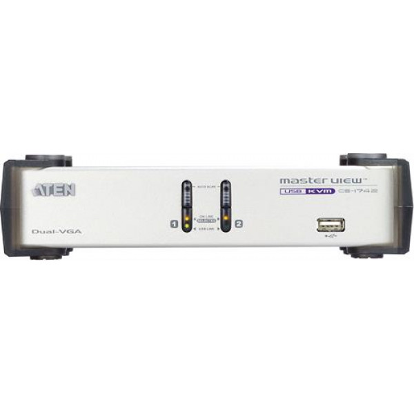 ATEN KVM-switch, 1 konsol styr 2 datorer, USB, för dubbla skärmar CS1742C-AT