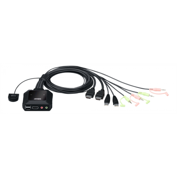 ATEN 2-Port USB True 4K HDMI Cable KVM Switch with Audio CS22H-AT
