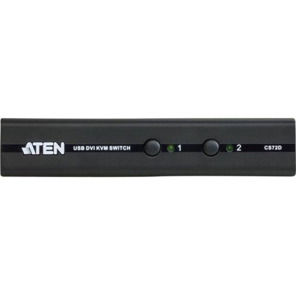 ATEN KVM-switch, 1 konsol styr 2 datorer, DVI, USB, 1920x1200, svart CS72D-AT