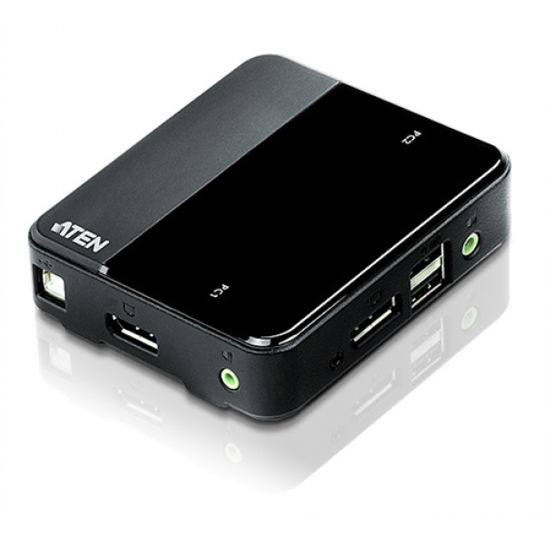 ATEN KVM-switch, 1-2, DisplayPort, USB, 3,5mm, UHD, 1,8m, svart CS782DP-AT