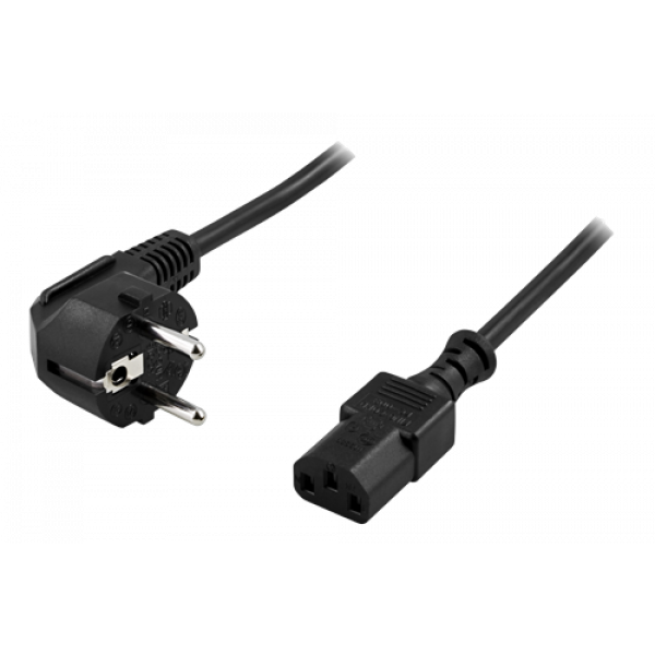 DELTACO apparatkabel, vinklad CEE 7/7 - rak IEC C13, 2m, LSZH, BLACK DEL-109-LSZH