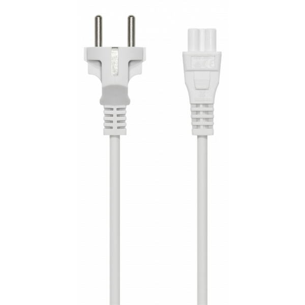 DELTACO apparatkabel, rak CEE 7/7 - rak IEC C5, 1m,3X0.75mm2, vit DEL-109CV
