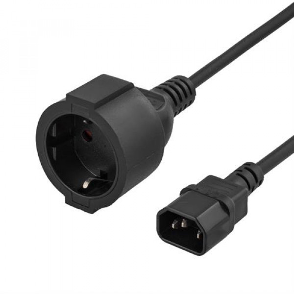 DELTACO apparatadapter, IEC C14 hane till CEE 7/4 (Schuko) hona, 1m