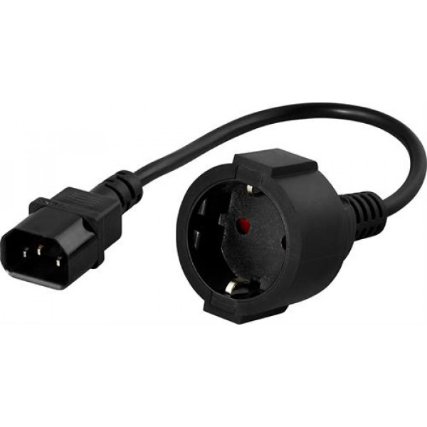 Strömkabel IEC C14 ha - CEE 7/4 (Schuko) ho 0.2m