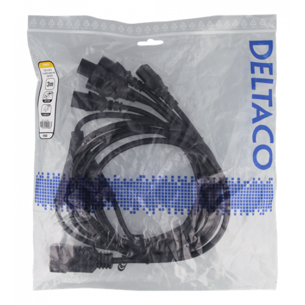 DELTACO Apparatkabel IEC C20 - 5x IEC C13, 3m, 16A/250V, Y-Splitter, s DEL-113Q
