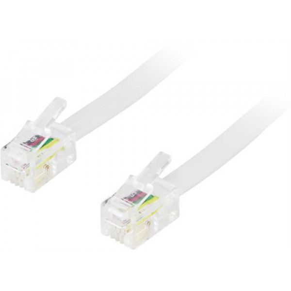 DELTACO modularkablage 4P4C(RJ9/RJ10/RJ22) 3m, vit