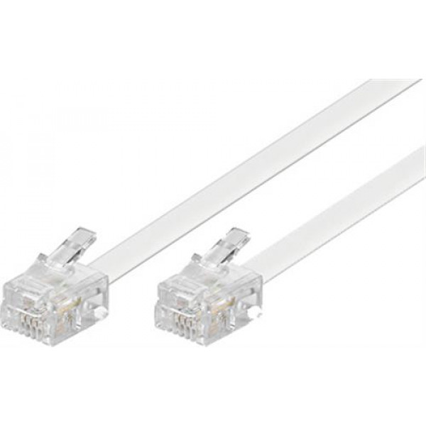 DELTACO modularkabel, 6P4C(RJ11) till 6P4C(RJ11), 3m, vit