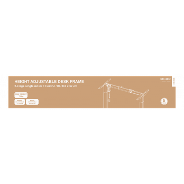 DELTACO Office 2-Stage Single Motor Electric Sit-stand Desk Frame, 840 DELO-0105