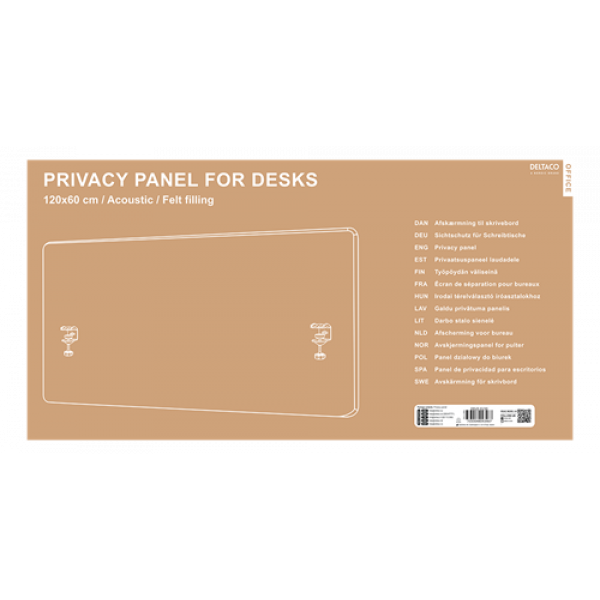 DELTACO Office, 1200x600mm Acoustic Desktop Privacy Panel DELO-0150