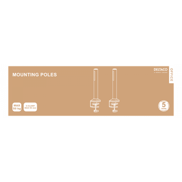 DELTACO Office, Slatwall Desk Mounting Pole DELO-0152