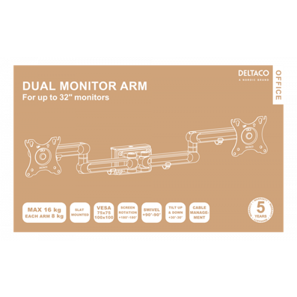 DELTACO Office, Monitor Arm Dual Monitor DELO-0158