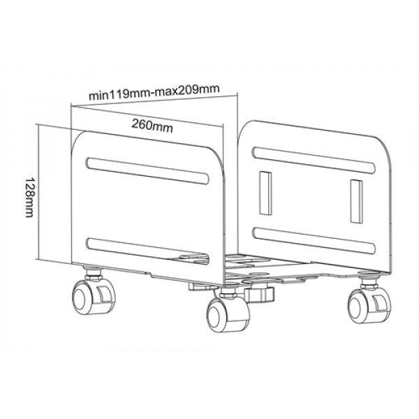 DELTACO Office, Universal Mobile CPU Stand DELO-0159