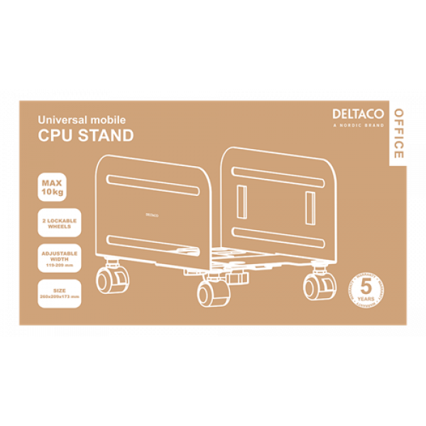 DELTACO Office, Universal Mobile CPU Stand DELO-0159