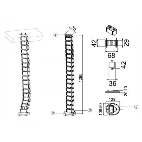 DELTACO Office, Spine Cable Organizer & Hider, Black DELO-0203
