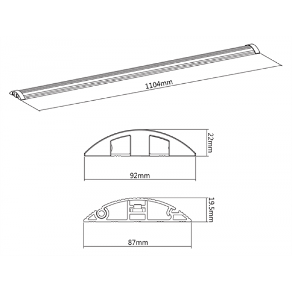 DELTACO Office Aluminum Floor Cable Cover,1104x92x22mm DELO-0205