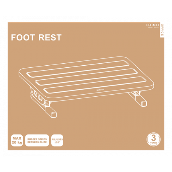 DELTACO Office, Ergonomic Tiltable Steel Foot Rest DELO-0300