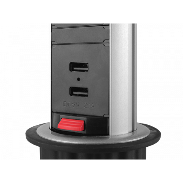 DELTACO Office Tabletop Pop-Up Power Strip with Surge Protector DELO-0402