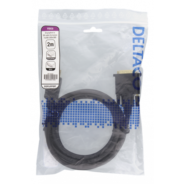 DELTACO Lenovo DisplayPort - DVI-D Single Link, 2m, svart DP-2022