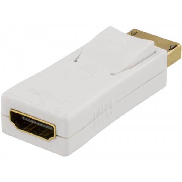 DELTACO DisplayPort till HDMI adapter, ha-ho, vit