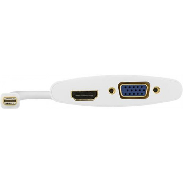 DELTACO mini DisplayPort till HDMI och VGA-adapter, 0,25m, vit