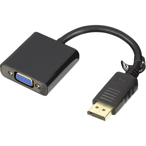 DELTACO DisplayPort till VGA 20-p ha - 15-p ho, 0,2m, svart