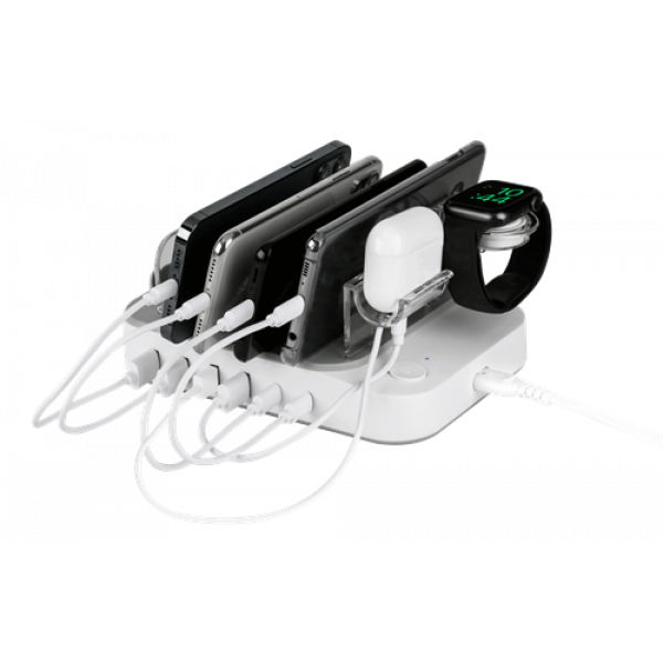 DELTACO USB charging station, 4x USB-A, 1x USB-C 2.4A, 1x USB-C PD 20W DPS-0203