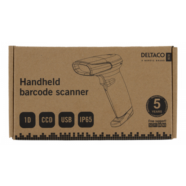 DELTACO Handheld 1D CCD barcode scanner, black, USB DUR-798