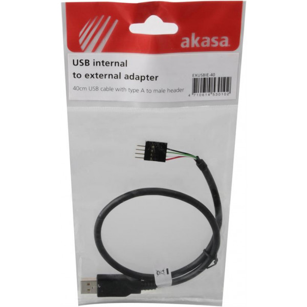 Akasa intern 5-pin USB till extern Typ A Ha, 0,4m EXUSBIE-40