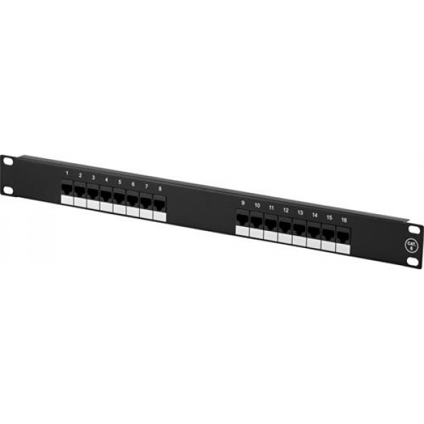 UTP patchpanel, 16xRJ45, Cat6, Krone-plintar, 1U, 19"