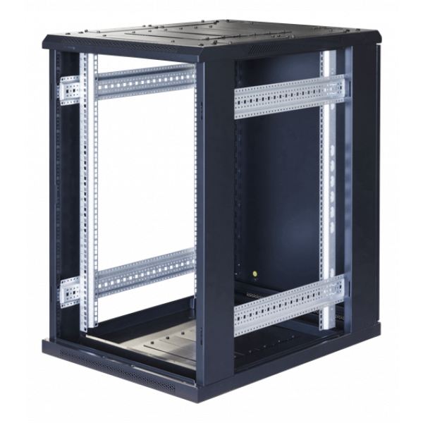 TOTEN System G, 19" golvskåp, 18U, 600x1000, glasdörr fram, metalldörr G6.6018.9001