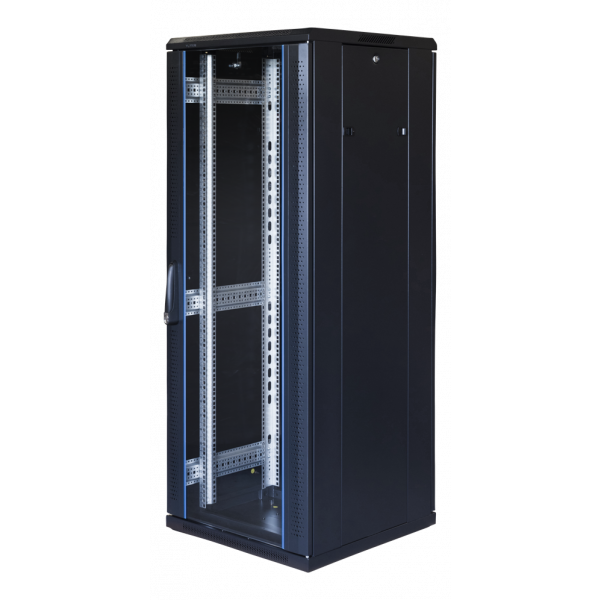 TOTEN System G, 19" golvskåp, 32U, 600x600, glasdörr fram, metalldörr G6.6632.9001