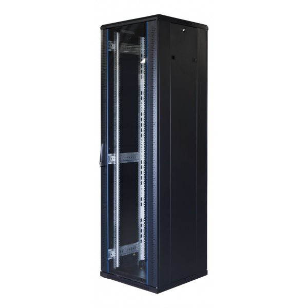 TOTEN System G, 19" golvskåp, 42U, 600x600, glasdörr fram, metalldörr G6.6642.9001