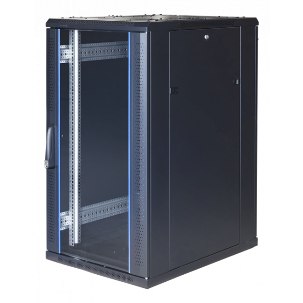TOTEN System G, 19" golvskåp, 22U, 600x800, glasdörr fram, perforerad G6.6822.9801