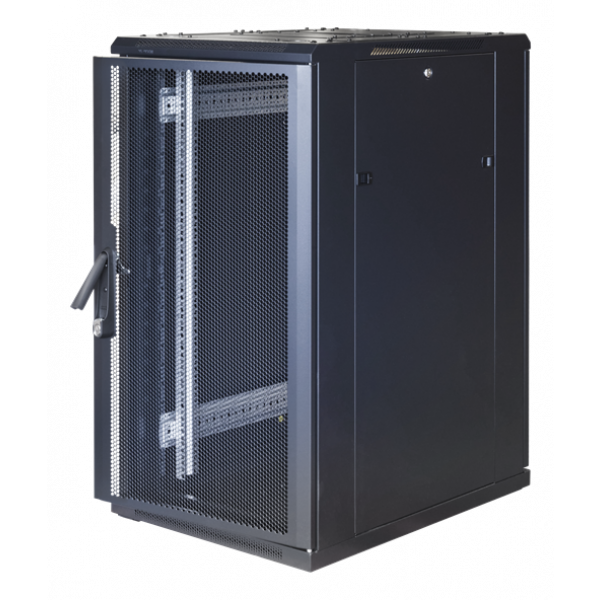 TOTEN System G, 19" golvskåp, 22U, 600x800, glasdörr fram, perforerad G6.6822.9801