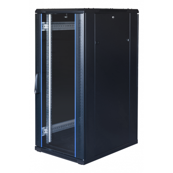 TOTEN System G, 19" golvskåp, 27U, 600x800, glasdörr fram, metalldörr G6.6827.9001