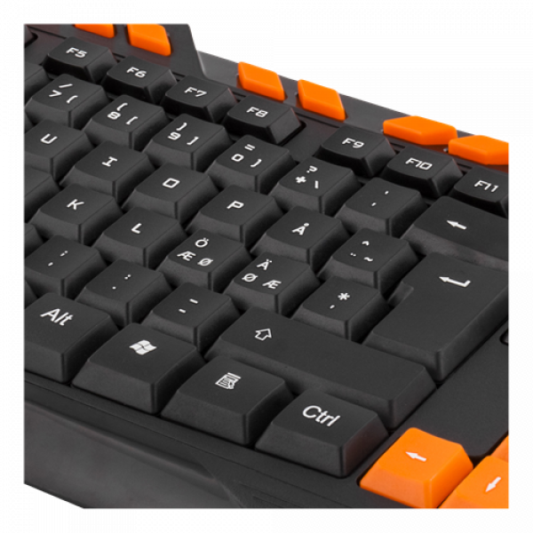 DELTACO GAMING tangentbord, anti-ghosting, USB, nordisk, svart/orange GAM-024