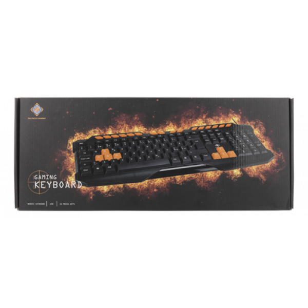 DELTACO GAMING tangentbord, anti-ghosting, USB, nordisk, svart/orange GAM-024